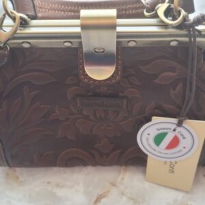 Italian Leather Gianni Conti Brown Leather Satchel Purse